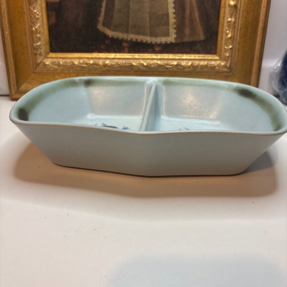 BUCHAN Scotland Stoneware Pottery Divided Bowl Handpainted "Thistle" - Picture 4 of 10